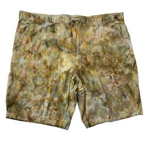Hand Dyed Brown Gray Ice Dye Men's Size 46 Chino Shorts Tie Dye Festival Casual